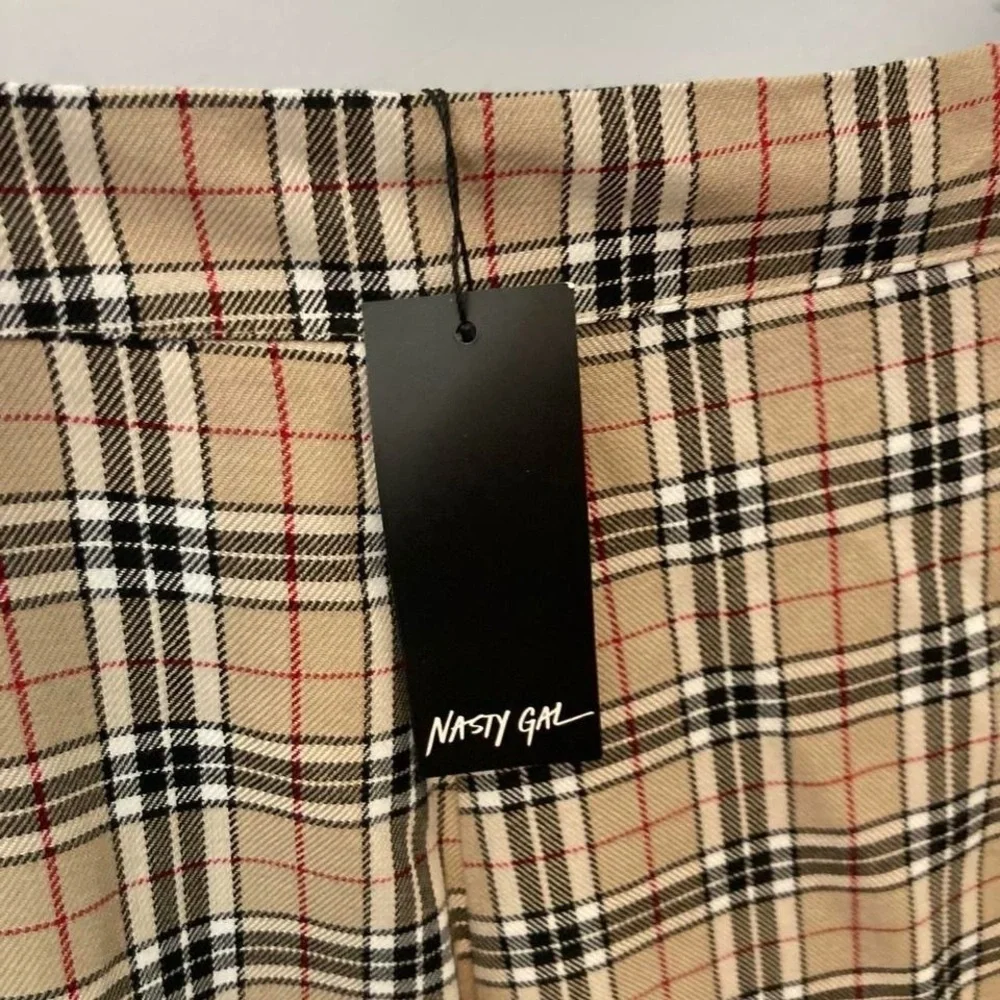 Tan plaid trousers Nastygal 6 NWT